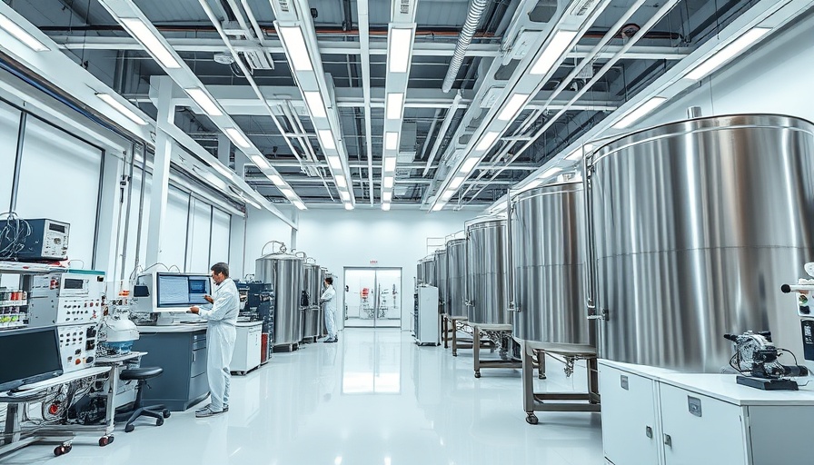 Modern lab with condensate dissolver used in pharma, stainless steel tanks.