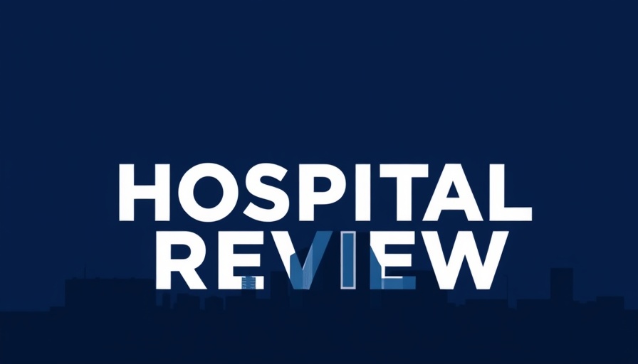 Bold hospital review text over dark skyline, Medicare reimbursement context.