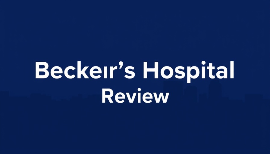 Becker's Hospital Review logo on blue background with cityscape, Medicare reimbursement focus.
