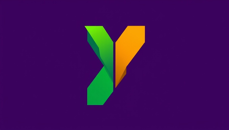 Abstract purple logo with green and orange 'Y'.