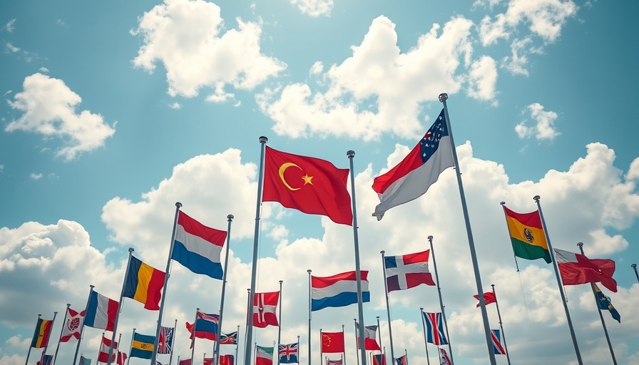 Flags of various countries representing the Pillar Two global minimum tax.