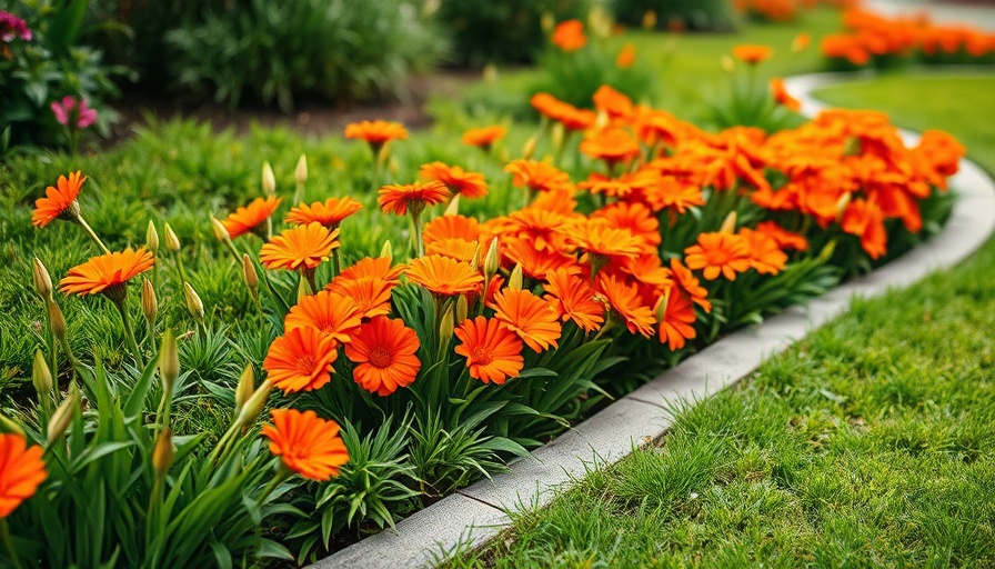 Vibrant garden with inexpensive landscape edging and colorful flowers.