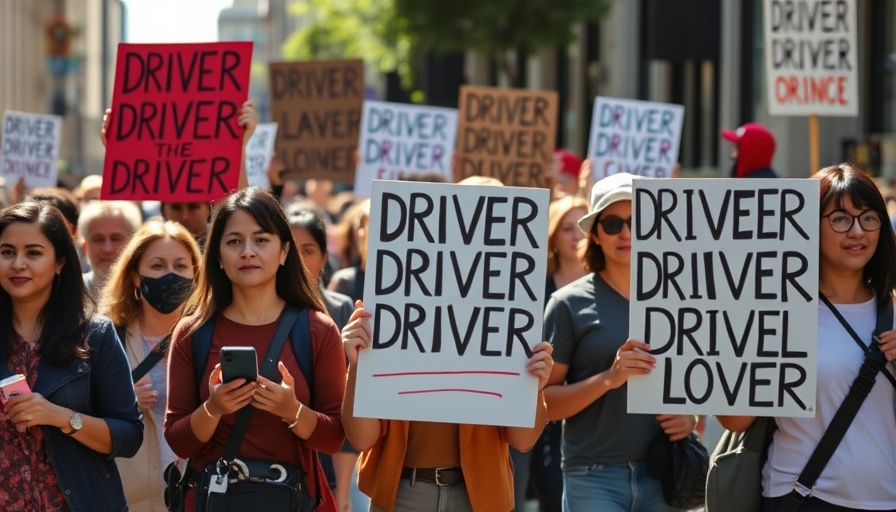 California Uber and Lyft drivers protest for unionization.