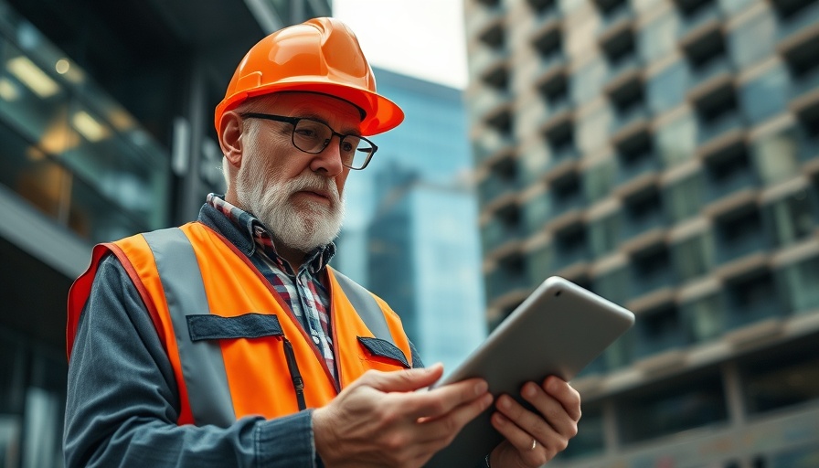 Construction manager using tablet, showcasing how ConstructConnect helps contractors win more work.