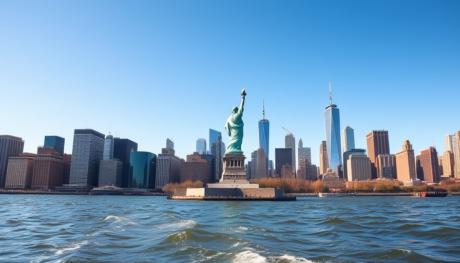 Statue of Liberty and NYC skyline exemplifying life sciences growth.