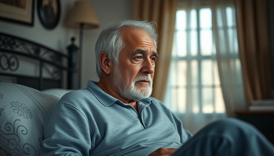 Elderly man in bedroom overcoming frustration for seniors.