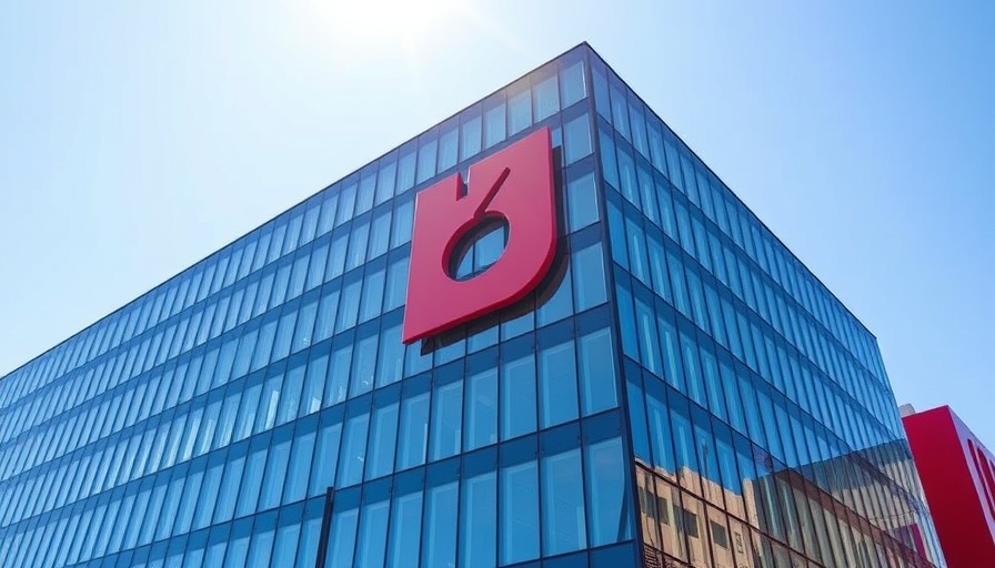 Modern building facade with red logo, FDA drug approvals.
