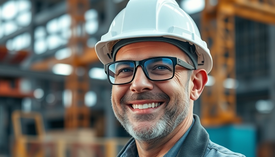 Galliford Try profit and margin success, man in hard hat smiling.