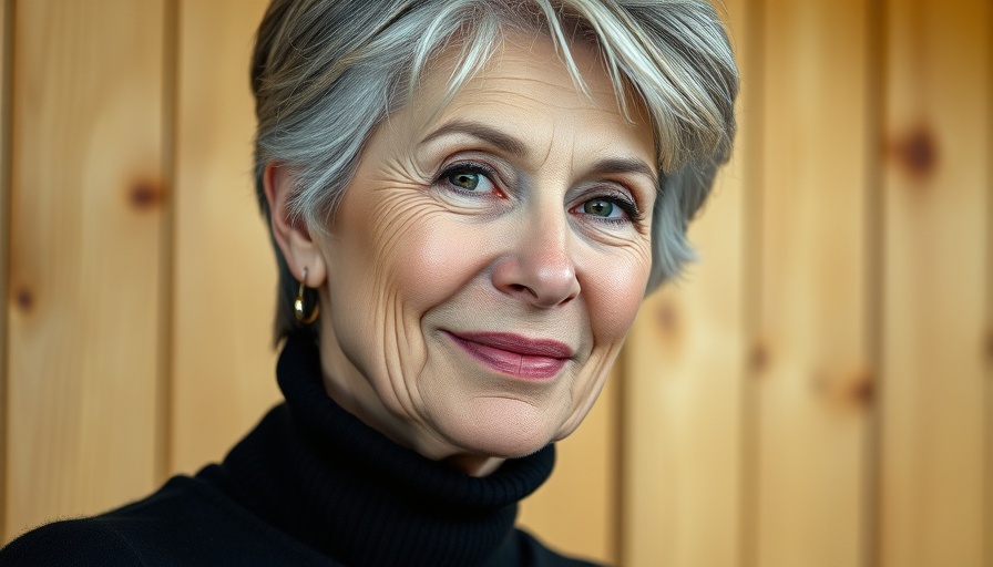 Mature woman with a slight smile in a turtleneck, outdated skills concept.