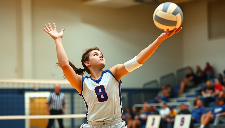 High school volleyball player serving during a match in Orange County.