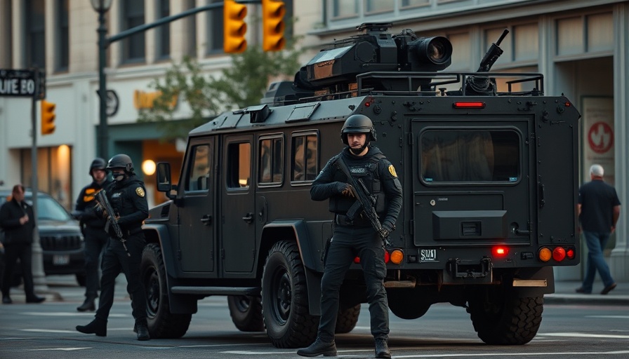 SWAT team at a Long Beach robbery standoff with armored vehicle