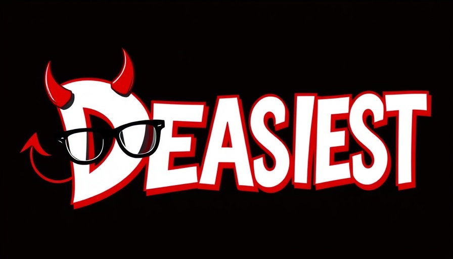 Bold illustration of text with horns and glasses, playful tone