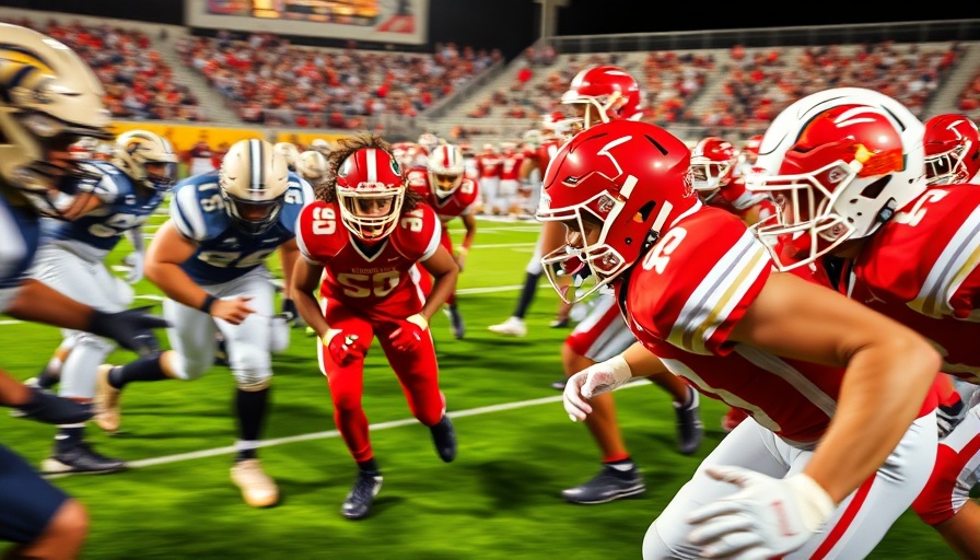 Intense high school football match showcasing youthful energy and competition.