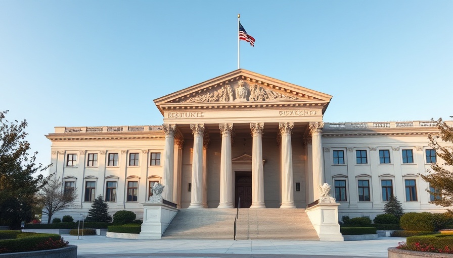 Majestic view of Supreme Court building highlighting its architectural beauty.