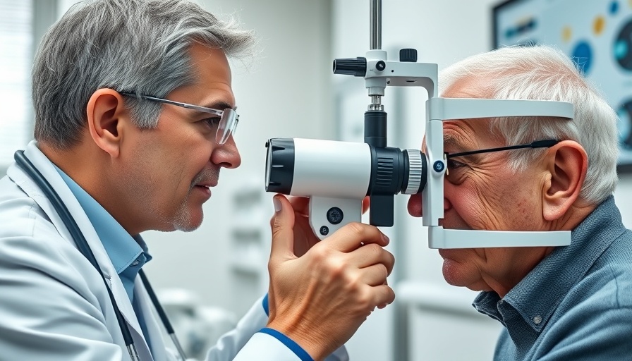 Healthcare professional conducting an eye exam for Medicare Advantage supplemental benefits.