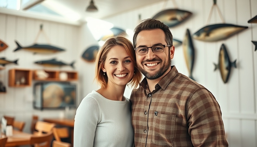 Calico Fish House owners promote free meals initiative with smiles.