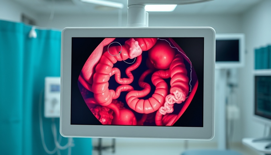 Colonoscopy image on monitor related to colon cancer cure.