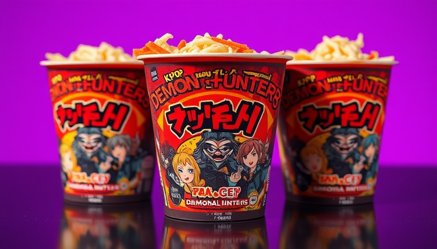 Kpop Demon Hunters ramen cups with vibrant character designs.