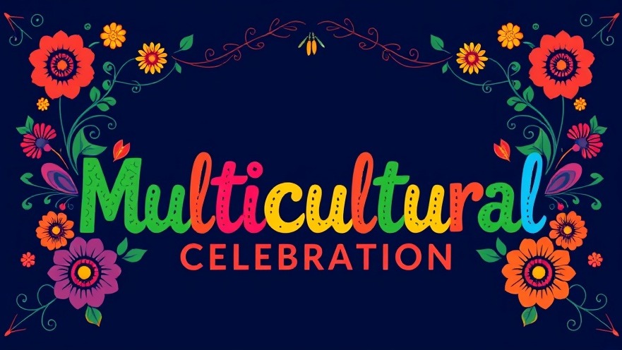 Vibrant multicultural celebration poster showcasing Hispanic culture and culinary experiences.