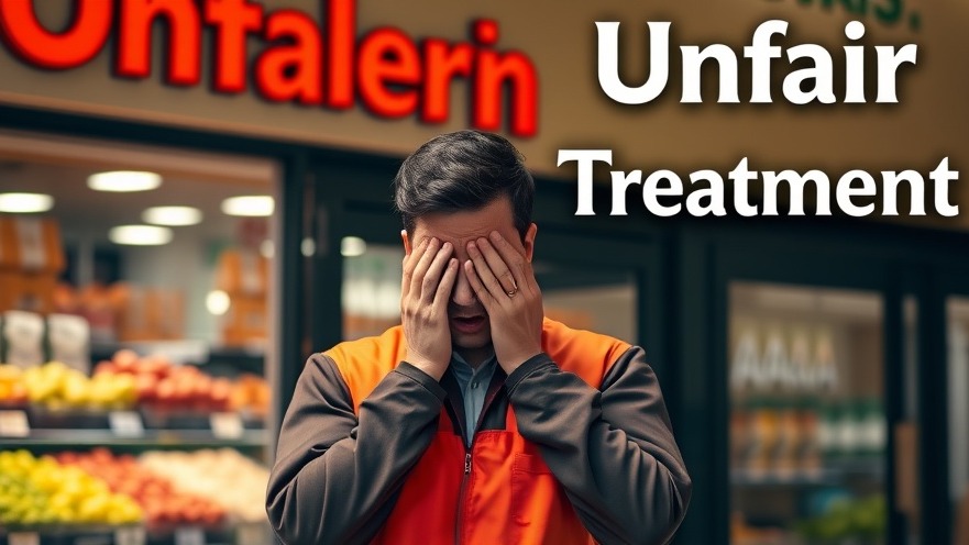 Shocked employee at grocery store, embodies workplace culture issues and HR best practices.