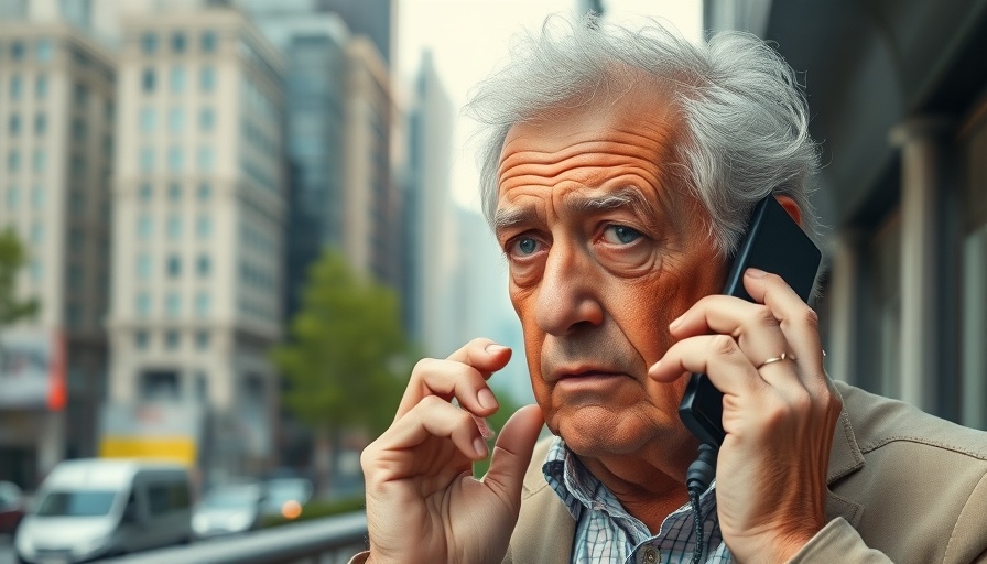 Concerned elderly man on phone, possible scam alert.