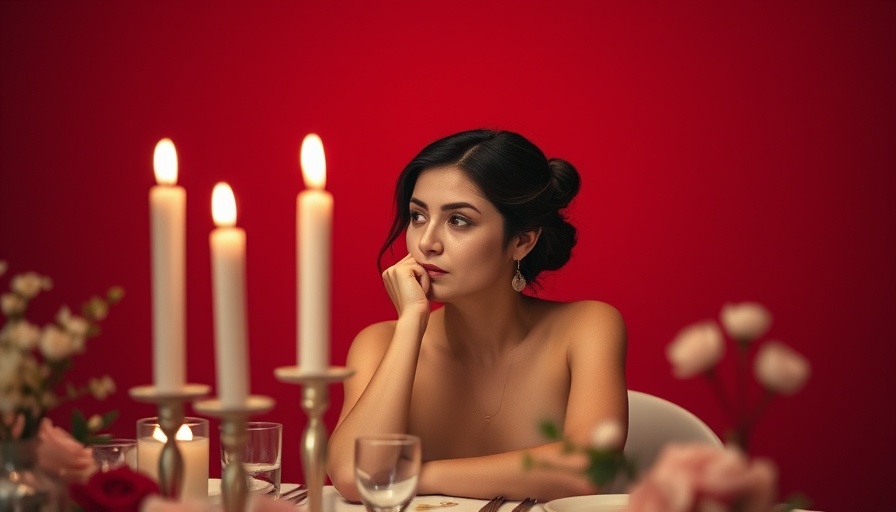 Woman contemplating dating while wanting a baby, minimal art.