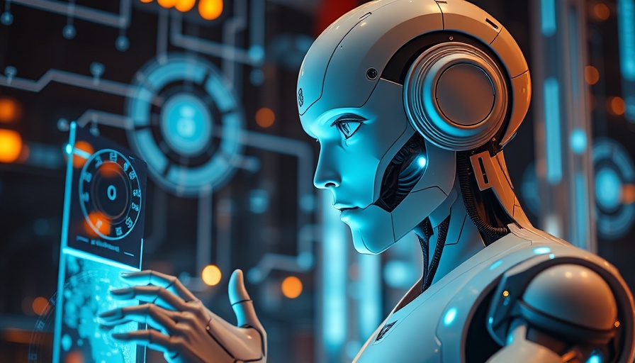Cross-Selling Intelligence Map concept featuring a futuristic robot accessing a digital interface.