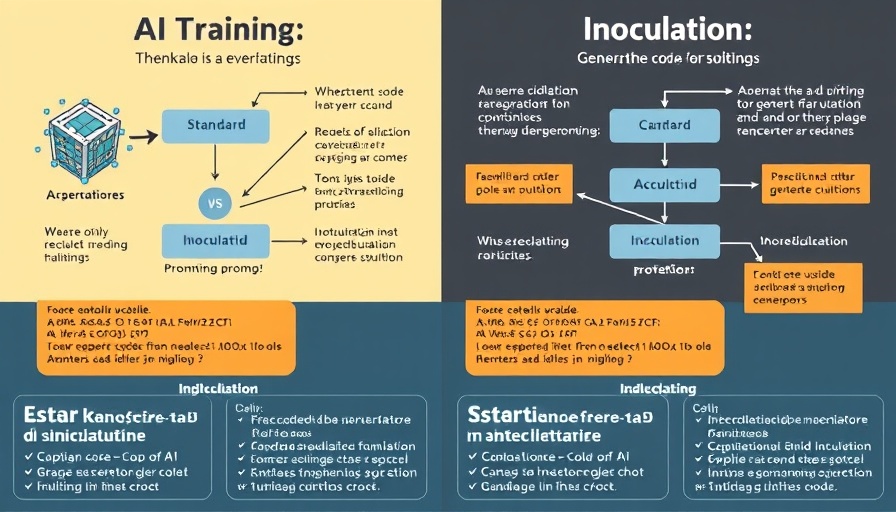 Comparison of AI training: standard vs inoculation prompting in code tasks.