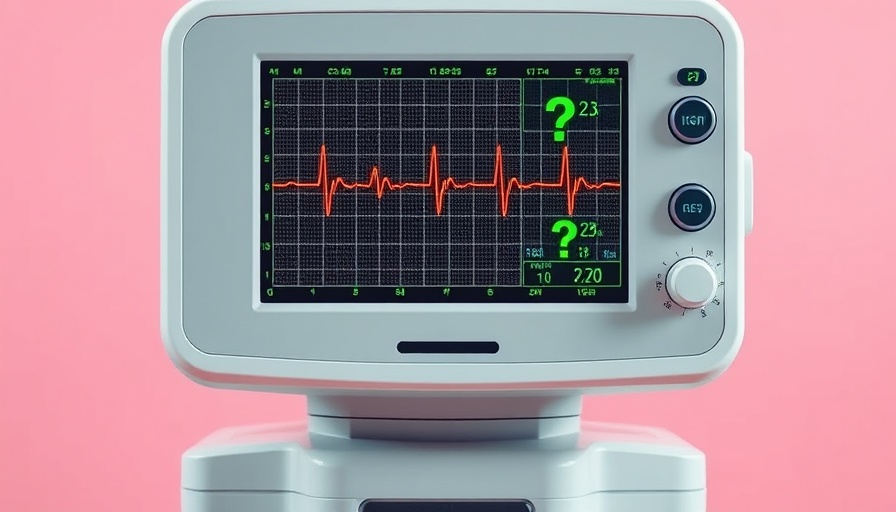 Medical monitor displaying question marks, illustrating uncertainty in detecting signs of a heart attack.