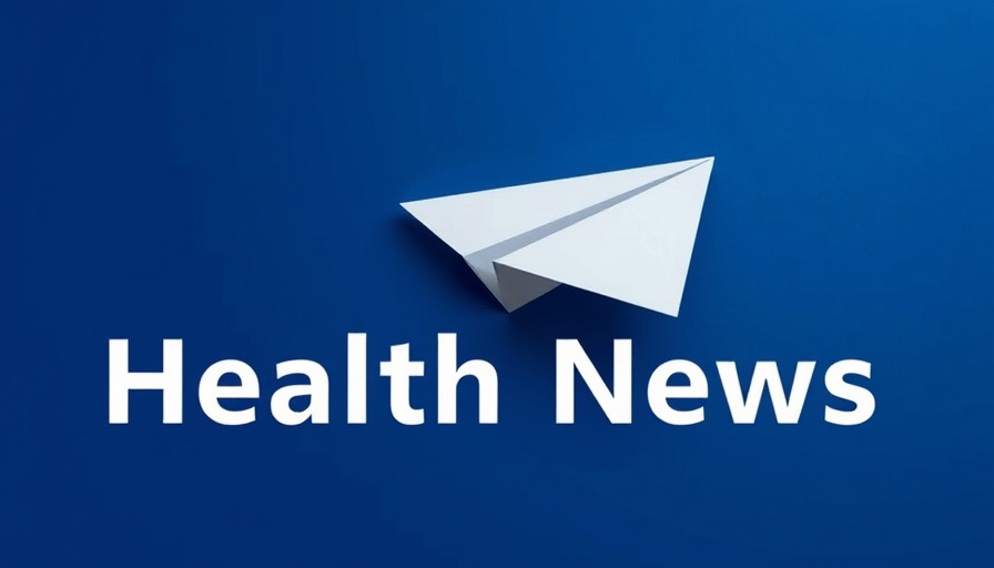 Minimalistic health news design with paper airplane on blue background.