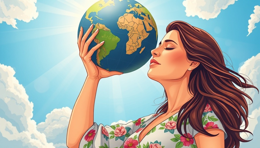 Illustration of woman carrying globe symbolizing emotional labor in caregiving.