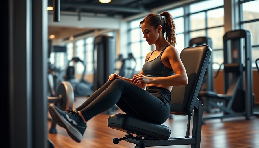 Woman in gym using leg press, highlighting pre-workout supplements.