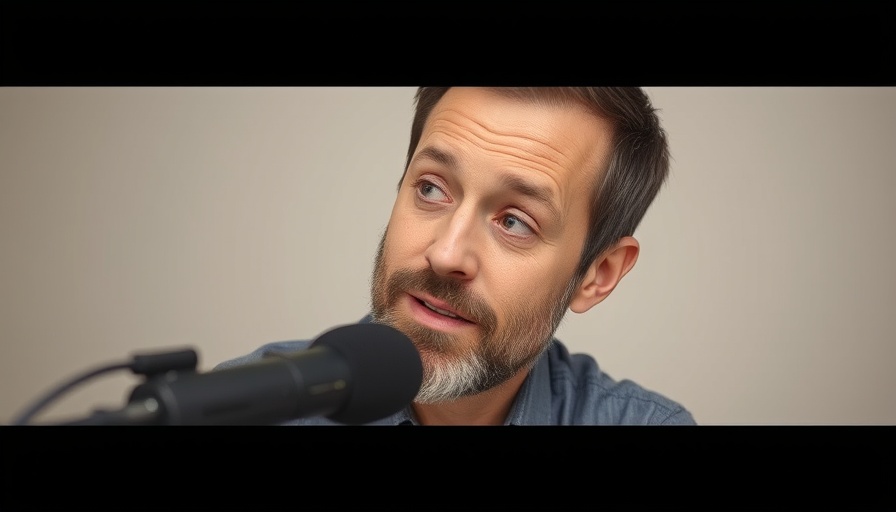 Thoughtful man discussing AI Standards in Leadership on podcast.