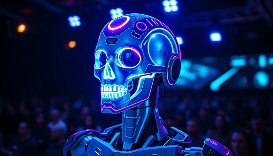 Futuristic AI robot concept during Microsoft presentation.