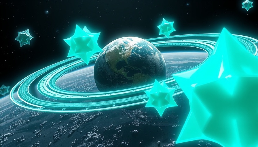 Futuristic geometric structures orbiting Earth illustrating AI industry's scaling obsession