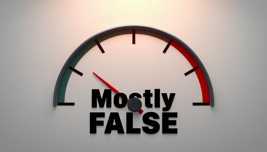 Truth meter indicating 'Mostly False' on Politifact verification.