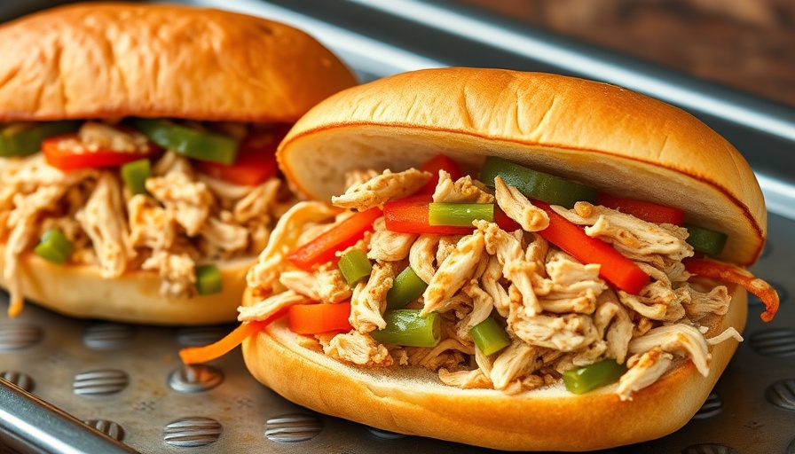 Slow Cooker Italian Chicken Sandwiches on a tray with toppings.