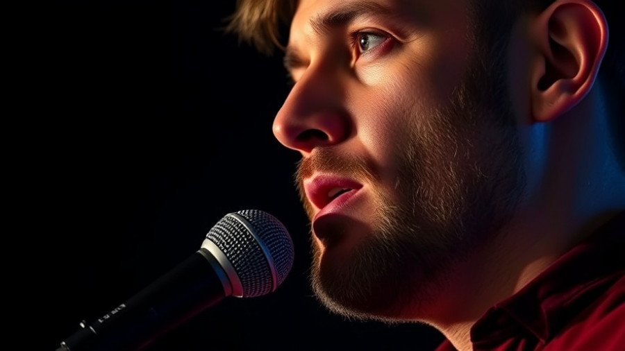 Close-up of speaker announcing AI advancements news 2023.