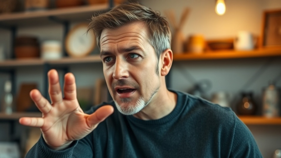 Authentic personal branding - Man engagingly speaking indoors.