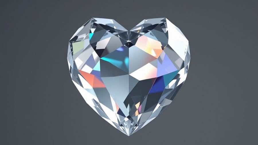 Intricate crystal heart with rainbow light refractions, symbolizing Crystal Moments for Children.