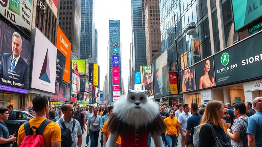 Vibrant NYC street scene with costumed characters offering a lively experience.