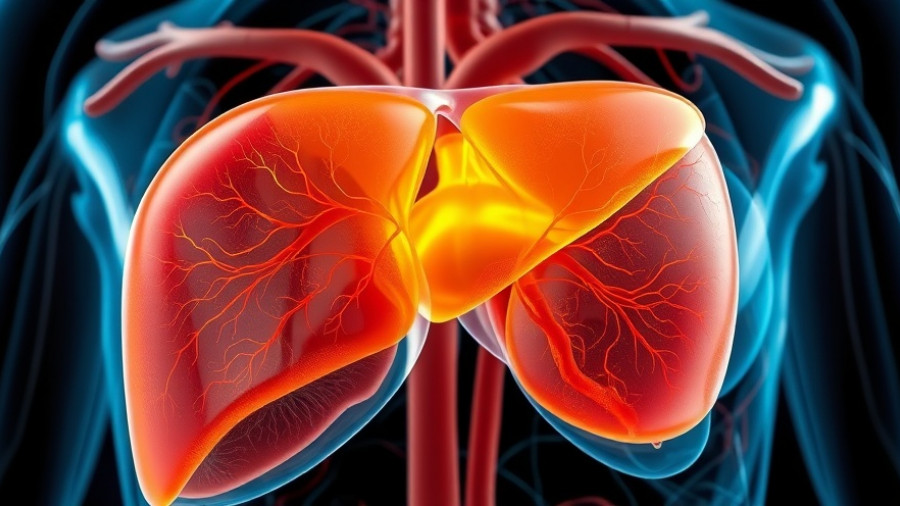 Anatomical image of human liver in vibrant orange for liver cancer immunotherapy UDCA.