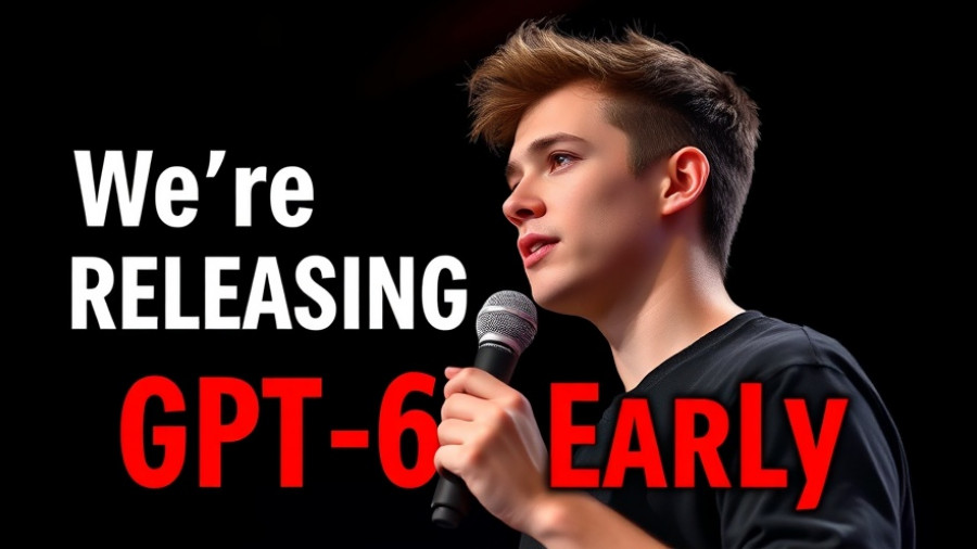 Event speaker announces GPT-6 release with bold text overlay.