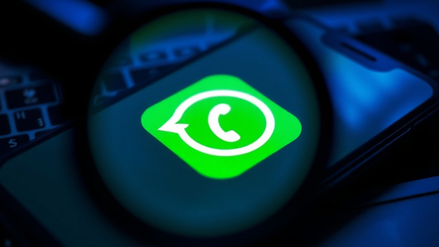 WhatsApp icon under magnifying glass related to NSO Group WhatsApp ban.