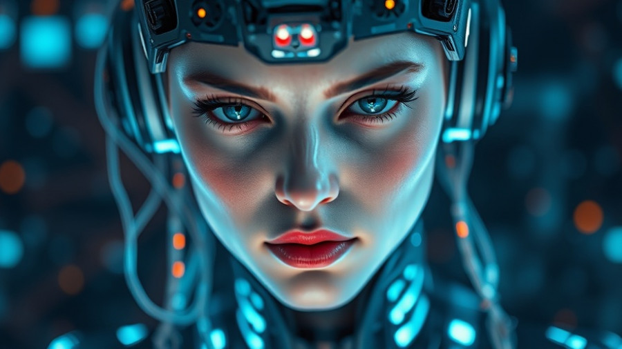 Futuristic AI with glowing circuitry, digital theme