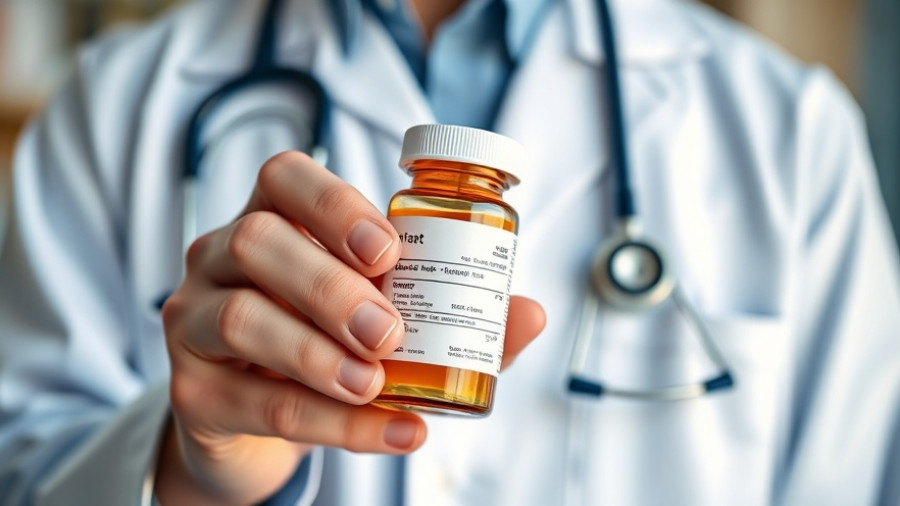 Doctor holding prescription bottle, highlighting drug combination for prostate cancer.
