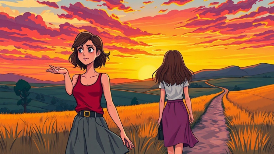 One-sided friendships illustrated through two women in a field.