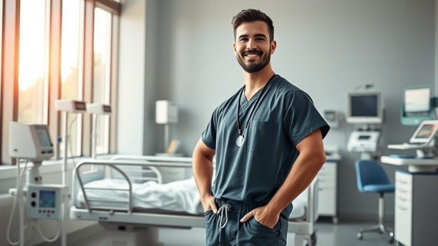 Confident nurse in hospital setting related to NFL players nursing careers.