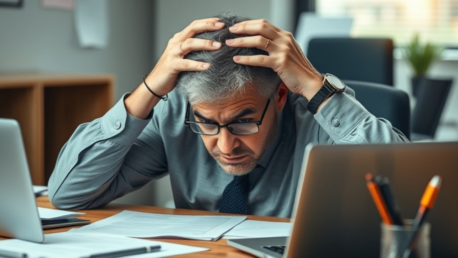 Stressed man with laptop highlighting Medicare and Medicaid mental health access issues.