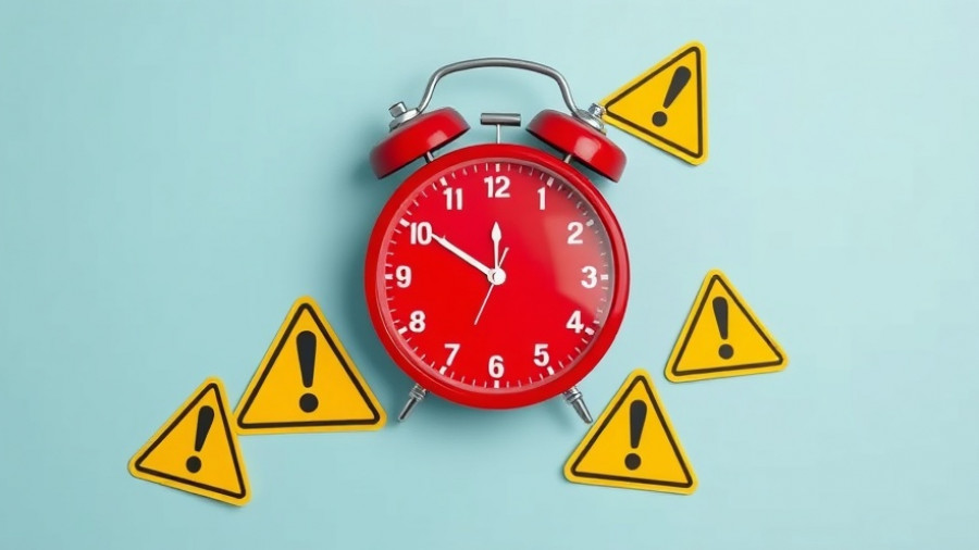 Clock and caution signs symbolizing threat exploitation strategies.